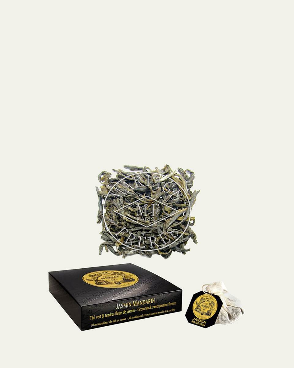 Jasmin Mandarin Muslin Tea Bags - Green Tea & Sweet Jasmine Flowers, 30 Sachets